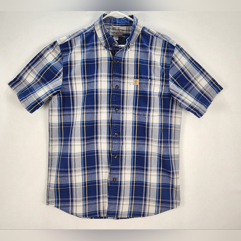 Carhartt Men's Blue Plaid Short Sleeve Shirt‎ Size M